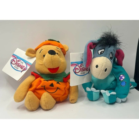 NWT Disney Store Pumpkin Pooh and Dinosaur Eeyore 9” - Picture 1 of 7